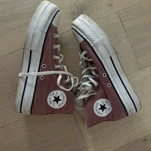 Converse Platform High-Tops in Burgundy and White